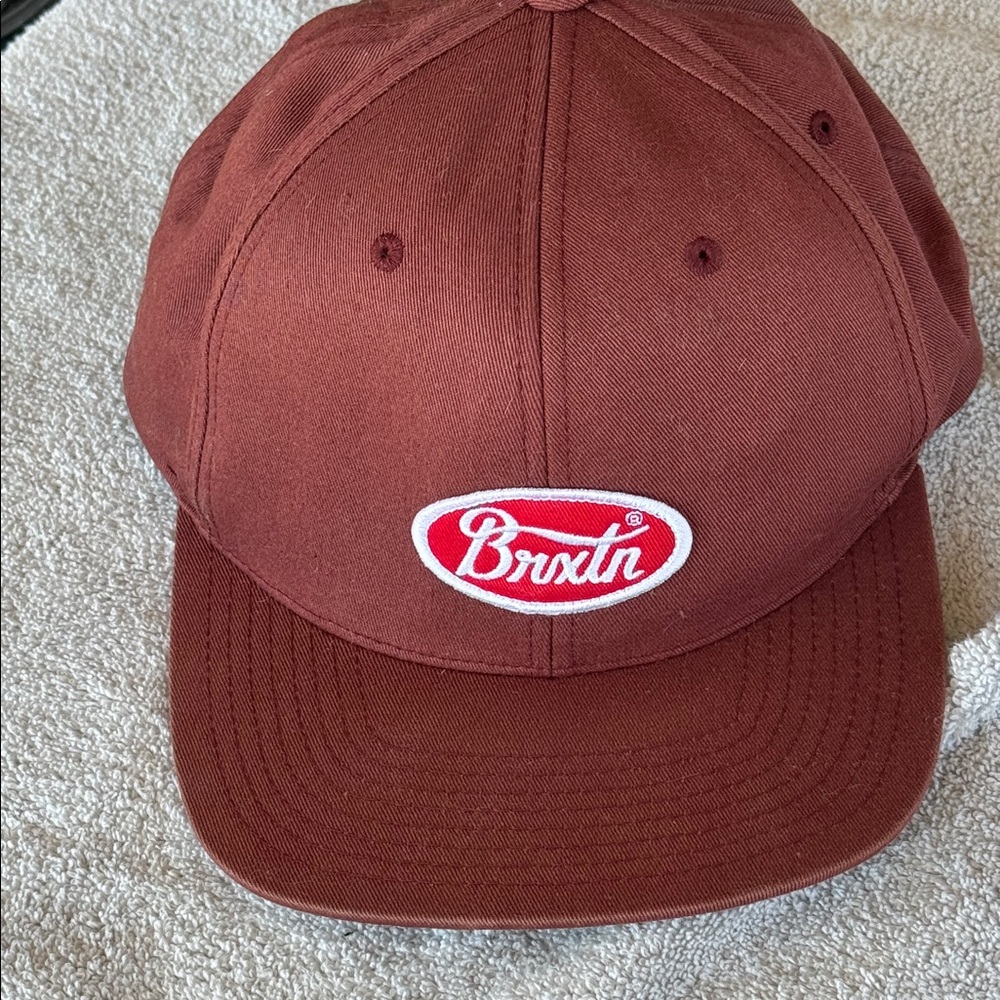 Brixton Maroon Cap with Logo adjustable snap closure